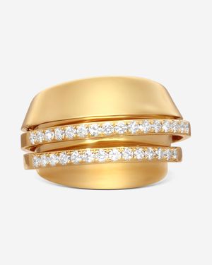 Crivelli 18K Double Diamond Row Dome Ring Sz. R0289E - Metallic