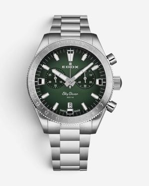 Edox Skydiver Chronograph Stainless Steel Quartz Watch 10116-3-Vidn - Metallic