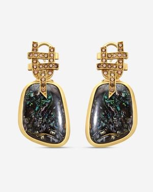 Goshwara G-One 18K Yowah Nut Opal & Diamond Earrings Je0141 - Metallic
