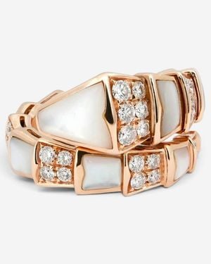 BVLGARI Bulgari Serpenti Viper 18K Diamond & Mop Ring Sz. 5.5 350670 - Metallic