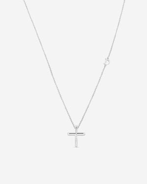 Damiani 18K Whıte Diamond Cross Pendant Necklace 20076841 - Metallic