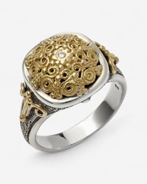 Konstantino Sterling & 18K Diamond Ring Sz. 7 Dkj90-109-S7 - Metallic