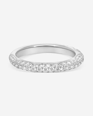 Memoire Vintage 18K Diamond 3/4 Round Band Ring Sz. 6.5 Emvg104 - White