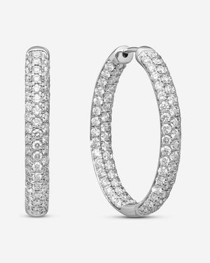 Ina Mar 14K Diamond Oval Hoop Earrings Er31897-Cz4Wg - Metallic
