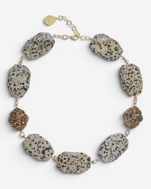 Devon Leigh 24K Plated Brass Multi-Gemstone Collar Necklace N5821 - Metallic