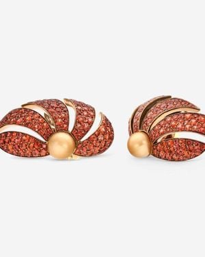 Assael 18K And Titanium, Sapphire 10.67Ct. Tw. And Golden South Sea Cultured Pearl Convertible French Clip Earrings Afe0008 - Orange