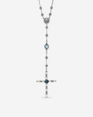 Konstantino Topaz, Iolite And Pearl Cross Lariat Necklace Komk4733-999-Cut - White