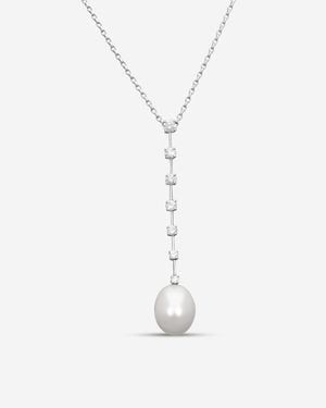 Assael 18K Diamond & South Sea Cultured Pearl Lariat Necklace N3562 - White