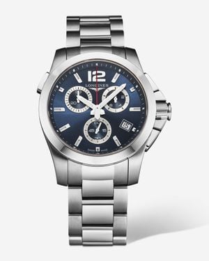 Longines Conquest Chronograph Stainless Steel Quartz Watch L37024966 - Metallic