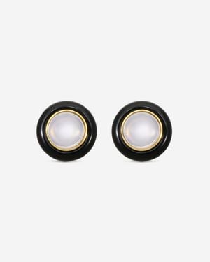 Goshwara Rock N Roll 18K Moon Quartz & Onyx Cabochon Studs Je0540-Mq-Ox-Y - Black