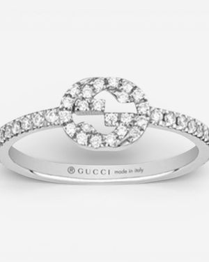 Gucci Interlocking G 18K Diamond Ring Sz. 6.75 Ybc6791130010 - Metallic