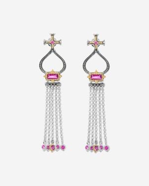 Konstantino Dome Sterling & 18K Corundum Tassel Earrings Skkj705-538 - White