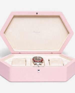 Rapport London Portobello Grained Leather Three Watch Box Ta40 - Pink