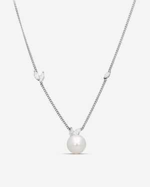 Assael La Feuille Cultured Pearl & Diamond Pendant Necklace N5042 - Metallic