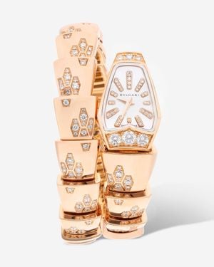 BVLGARI Serpenti 18K Rose Diamond Quartz Ladies Watch 101995 - Metallic