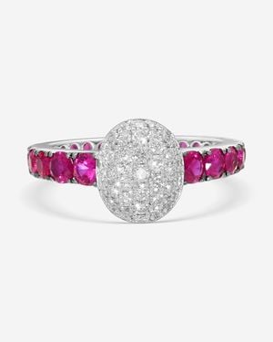 Crivelli 18K Ruby & Diamond Domed Oval Ring Sz. 6.75 035-R22687 - Purple