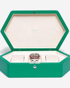Rapport London Portobello Leather Three Watch Box Ta44 - Green