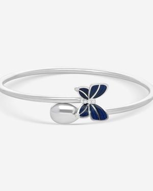 Faberge 18K Enamel Butterfly And Egg Cross Over Medium Size Bangle Bracelet 1824Bt3128 - Blue