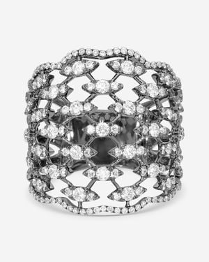 Crivelli 18K Diamond Fascia Bombata Griffata Ring Sz. 6.5 320-R93593 - Metallic