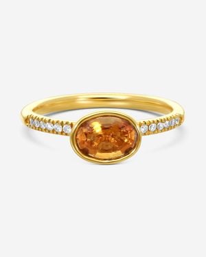 Goshwara Gossip 18K Diamond And Oval Citrine Ring Sz. 6 Jr0069-Ct-D - Metallic