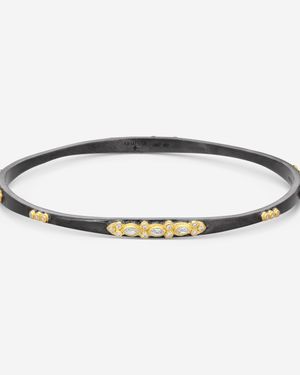 Armenta Old World 18K & Blackened Sterling Champagne Diamond & Sapphire Bangle Bracelet 15620 - Metallic