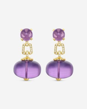 Goshwara Beyond 18K Amethyst & Diamond Drop Earrings Je0119-Am - Purple