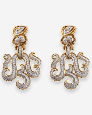 David Webb 18K And Platinum Diamond Scroll Drop Earrings Og-36308 - Metallic
