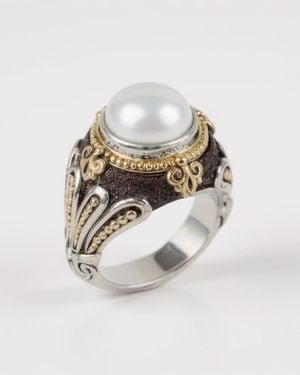 Konstantino Sterling & 18K Pearl Ring Sz. 8 Dmk2099-122 - White