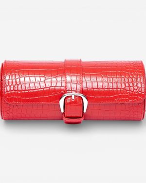 Rapport London Brompton Leather Three-Watch Roll D16 - Red