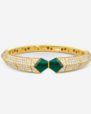 Crivelli 18K Diamond & Malachite Bangle Bracelet B0244E - Yellow