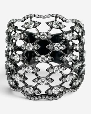 Crivelli Fascia Bombata Griffata 18K & Rhodium Diamond Ring Sz. 6 047 - White