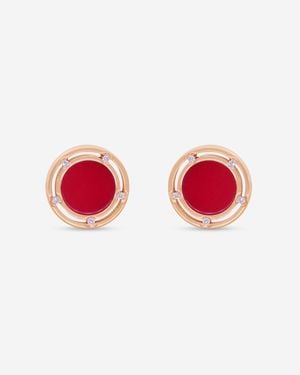 Damiani D. Side 18K & Diamond & Carnelian Stud Earrings 20086728 - Red