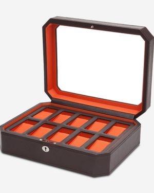 WOLF 1834 Windsor Leather 10 Piece Watch Box 458406-Copy - Red