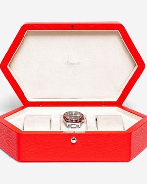 Rapport London Portobello Leather Three Watch Box Ta42 - Red