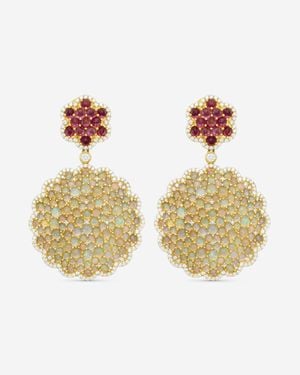 Goshwara G-One 18K Opal, Rubellite & Diamond Earrings Je0355-Op-Rb - Metallic