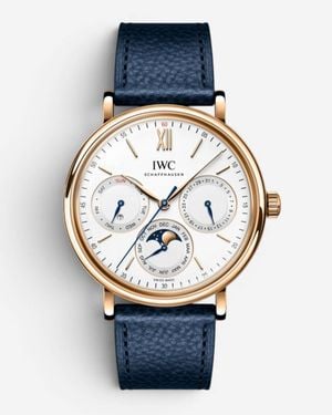 IWC Schaffhausen Portofino Perpetual Calendar 18K Automatic Watch Iw344602 - Blue