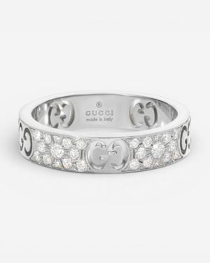 Gucci Icon 18K Diamond Band Ring Ybc7294150020 - Metallic