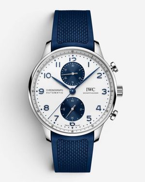 IWC Schaffhausen Portugieser Chronograph Stainless Steel Automatic Watch Iw371620 - Blue
