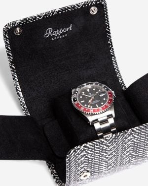Rapport Marlow Herringbone Leather Single Watch Roll D144 - Black