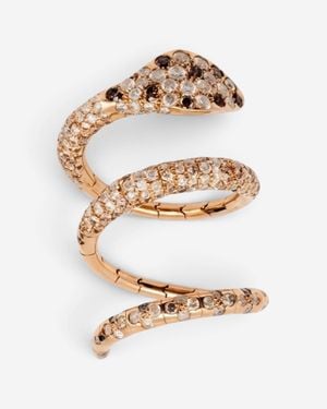 Crivelli Ricciolo Snake 18K & Stainless Steel Diamond Ring Sz. 6.25 047121 - Metallic