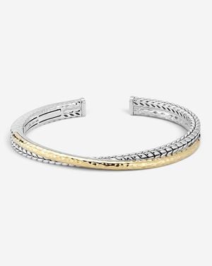 JAI Sterling & 14K Crossover Hinged Cuff Bangle Bracelet Jjh5 - Metallic