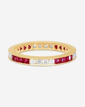 Suuna 14K Diamond & Ruby Wedding Band Ring Sz. 6.75 W907R16Yy - Pink