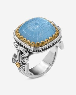 Konstantino Dome Sterling 18K Mother Of Pearl & Spinel Ring Sz. 7 Dkj971-628-S7 - Blue