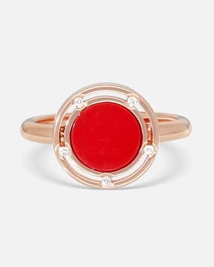 Damiani D. Side 18K Diamond & Carnelian Statement Band Ring Sz. 6.25 20086727 - Red