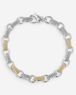 JAI Sterling & 14K Textured Link Bracelet Jjh3040Mbg - Metallic