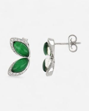 Tavan 18K Diamond, Aventurine & Rock Crystal Earrings Jf-75-1144F-6 - Green