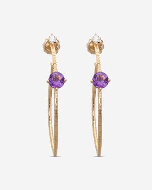 Mattia Cielo Rugiada Pietre 18K & Titanium Diamond & Amethyst Hoop Earrings Ljwr345-P - Pink
