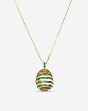 Faberge Essence 18K Emerald Spiral Egg Pendant 171Fp1161 - Metallic