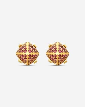 Goshwara Sugarloaf 18K Ruby And Diamond Stud Earrings Je0231-Ru-Y - Metallic