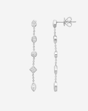 Memoire Cascade 18K Mixed Fancy Shape Diamond Drop Earrings Fezy159-W - White